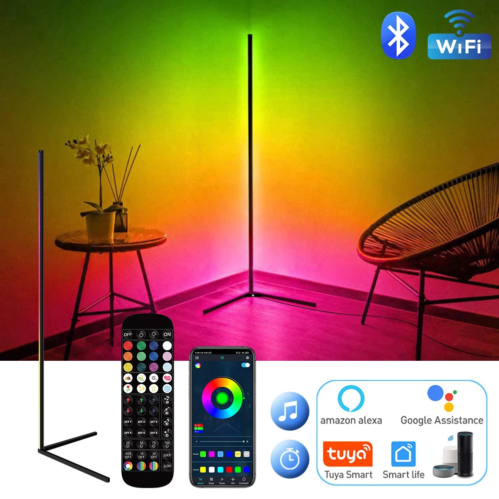 RGB Corner Floor Lamp 140cm Stand With Smart APP Connectivity