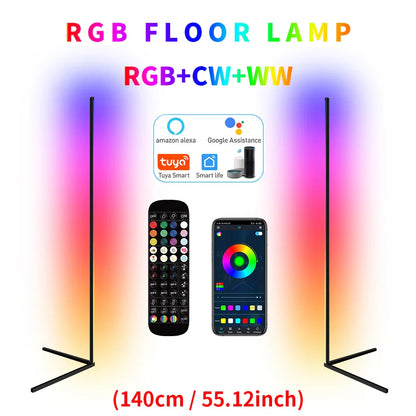 RGB Corner Floor Lamp 140cm Stand With Smart APP Connectivity