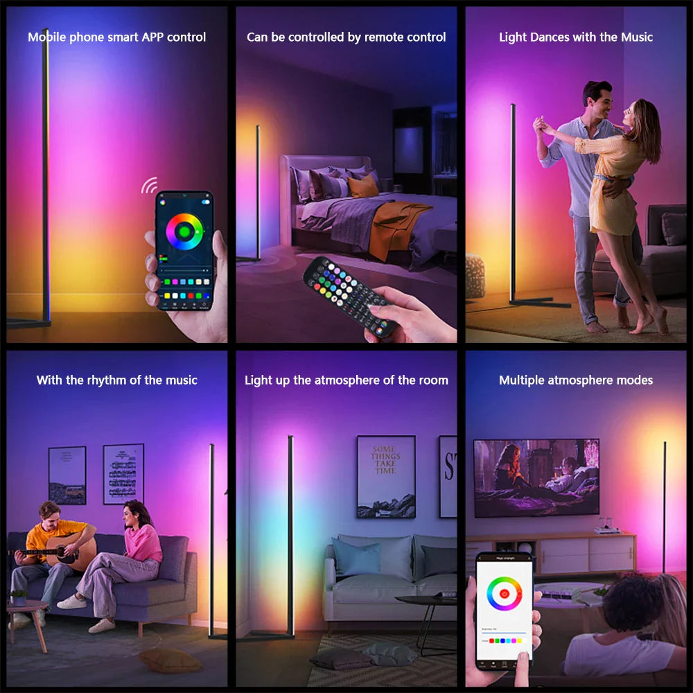 RGB Corner Floor Lamp 140cm Stand With Smart APP Connectivity