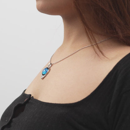 BLUE CHARM LINK NECKLACE